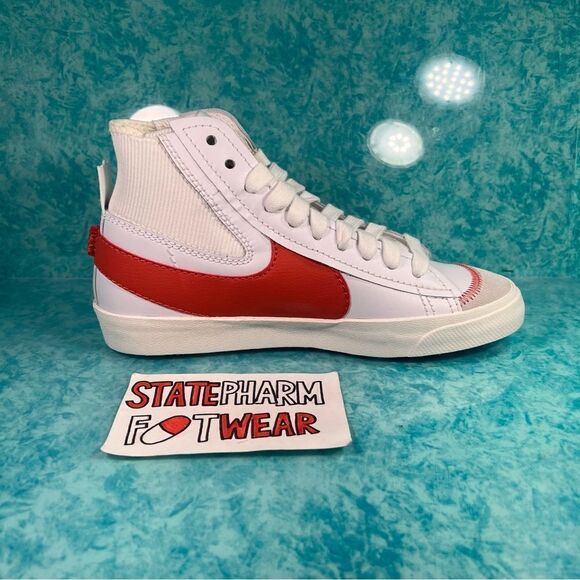 Nike Blazer Mid 77 Jumbo White Orange Men’s High Top Leather Shoes - Picture 3 of 5